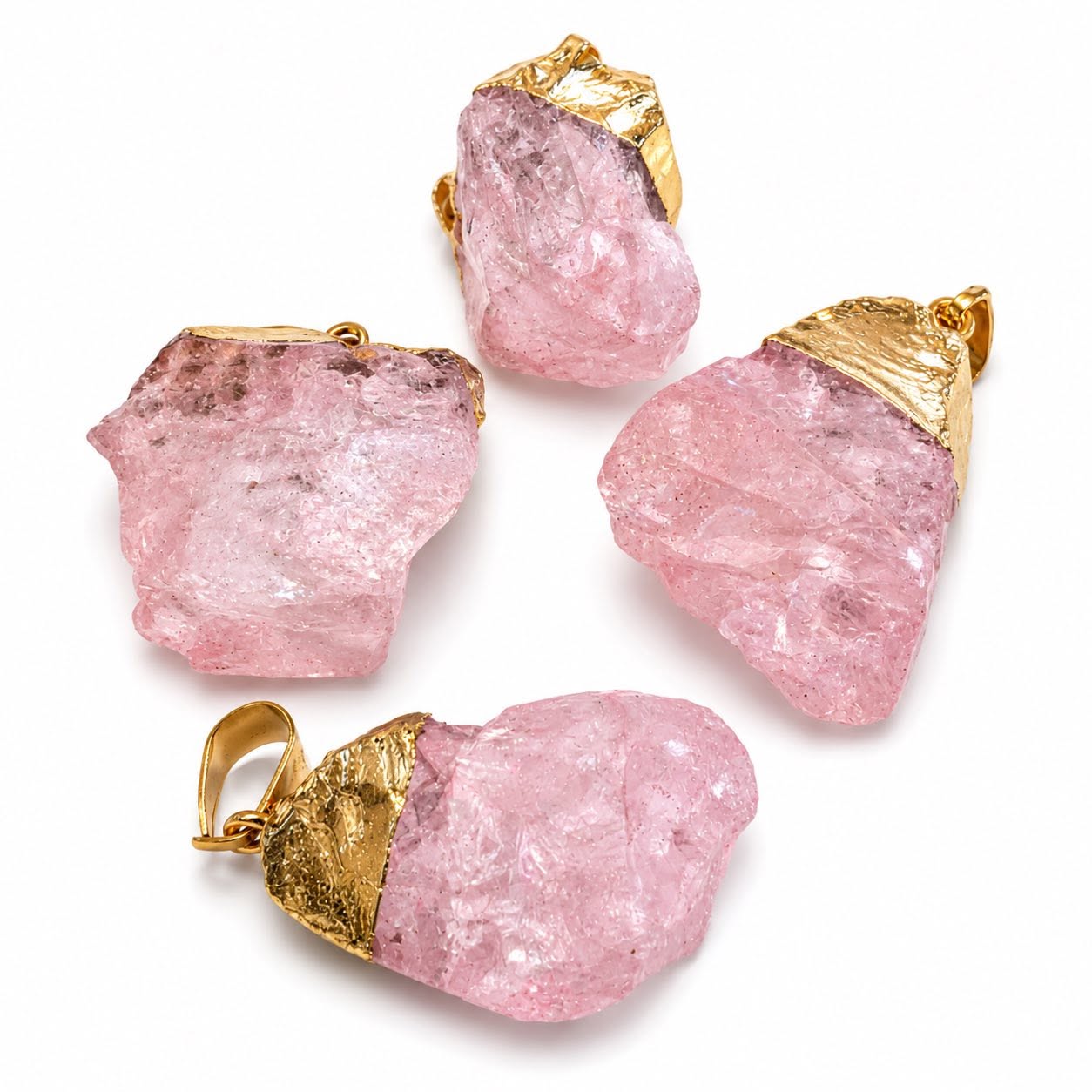 Quartz Crystal Pendant with Golden Tone