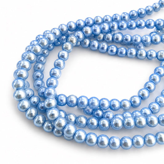 Strand of Pale Blue Glass Pearl Beads - Size 4mm
