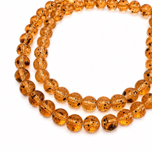 Strand of Glass Peach Splatter Beads - Size 6mm