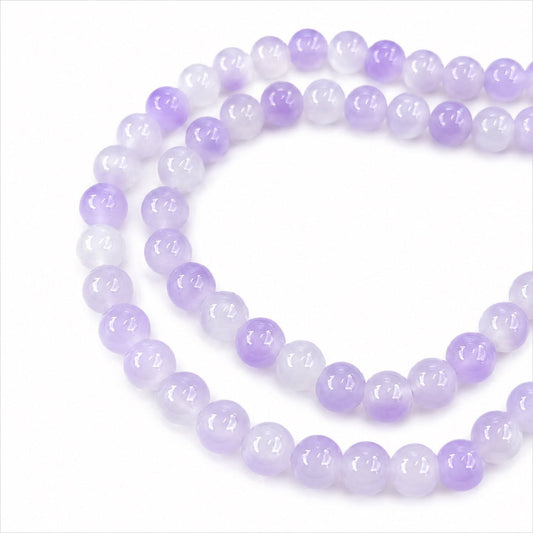 Strand of Lilac Two Tone Glass Beads - Size 8mm