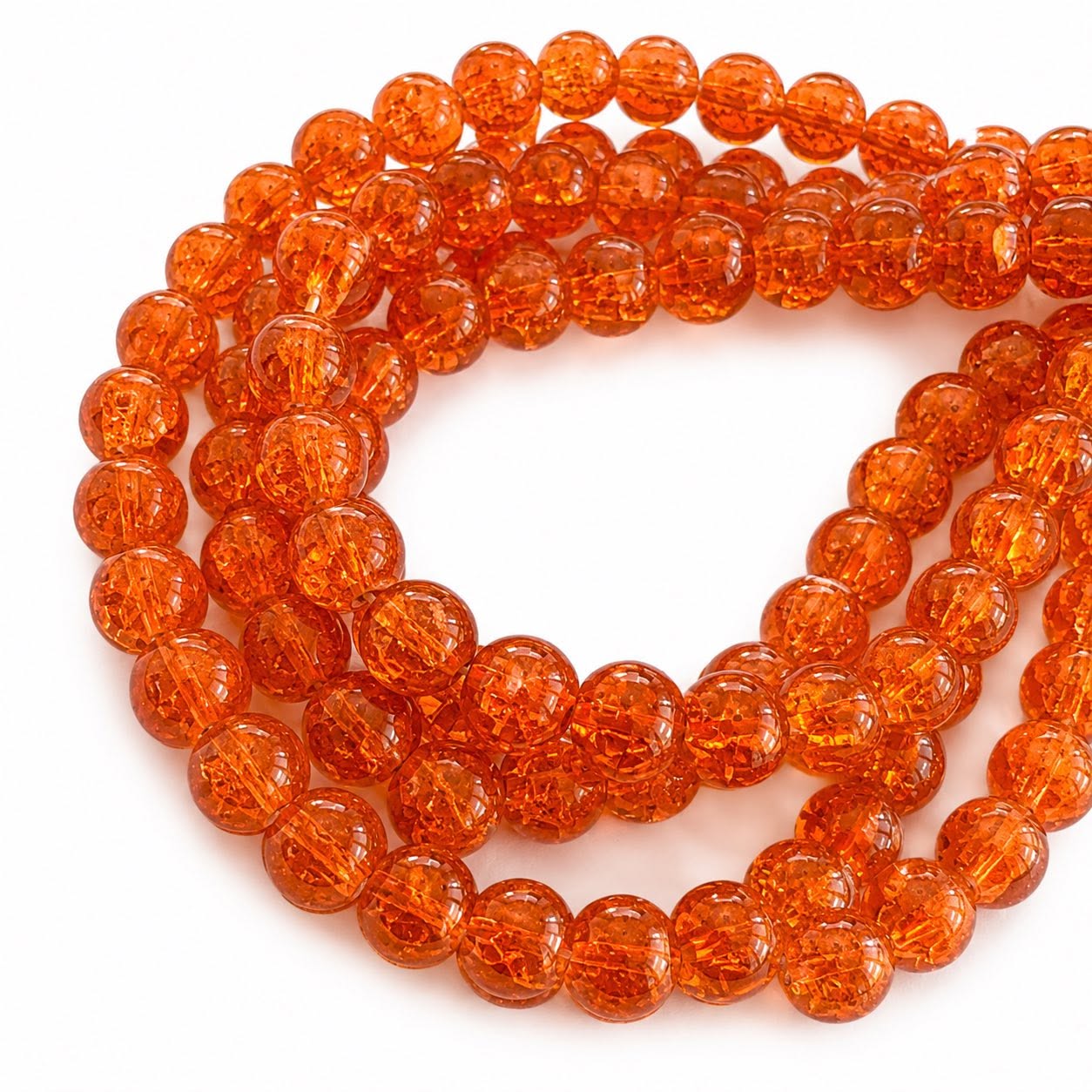 Strand of Orange Crackle Beads - Size 8mm