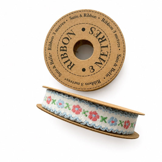 Blue Floral Ribbon - 3 Metres