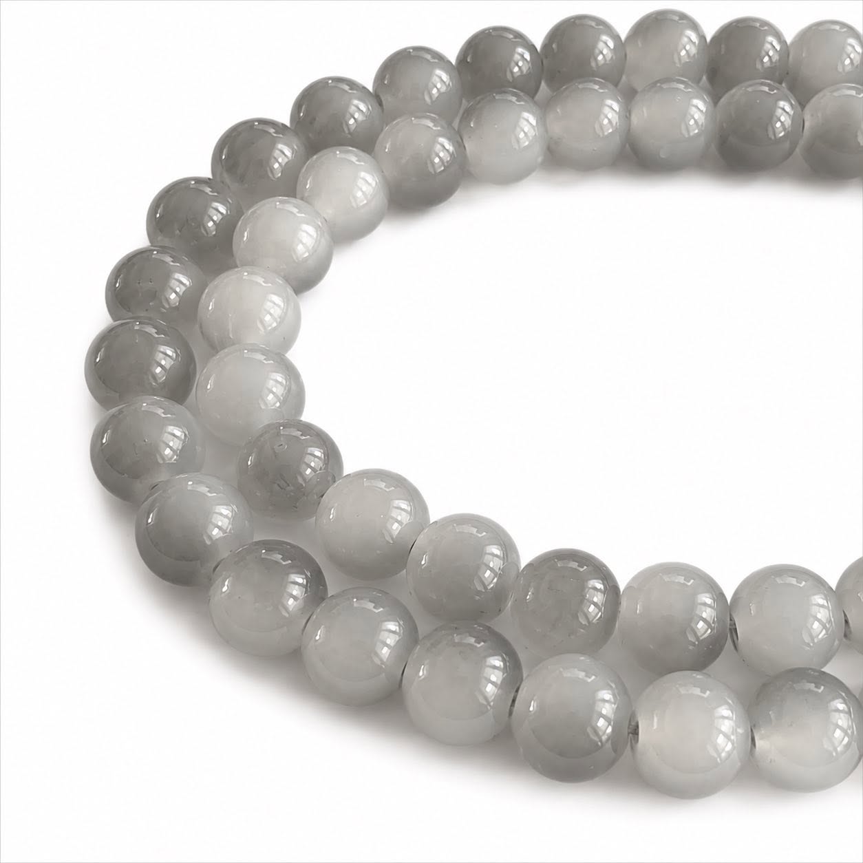 Strand of Grey Two Tone Glass Beads - Size 8mm