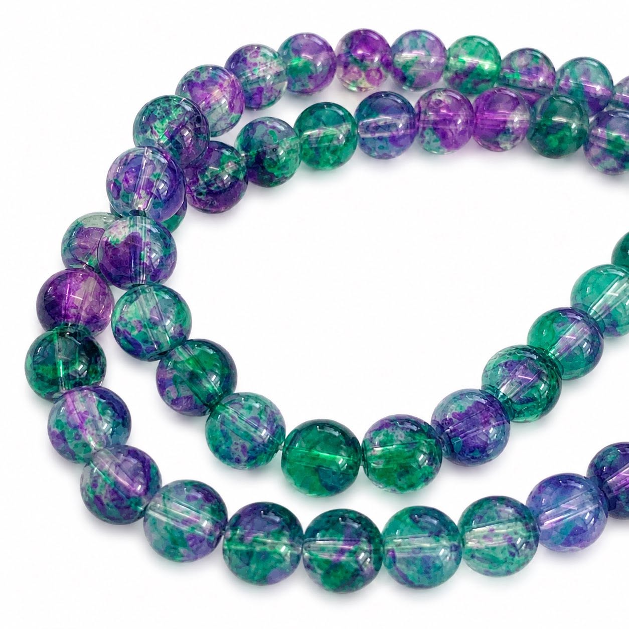 Strand of Watercolour Glass Beads - Size 8mm