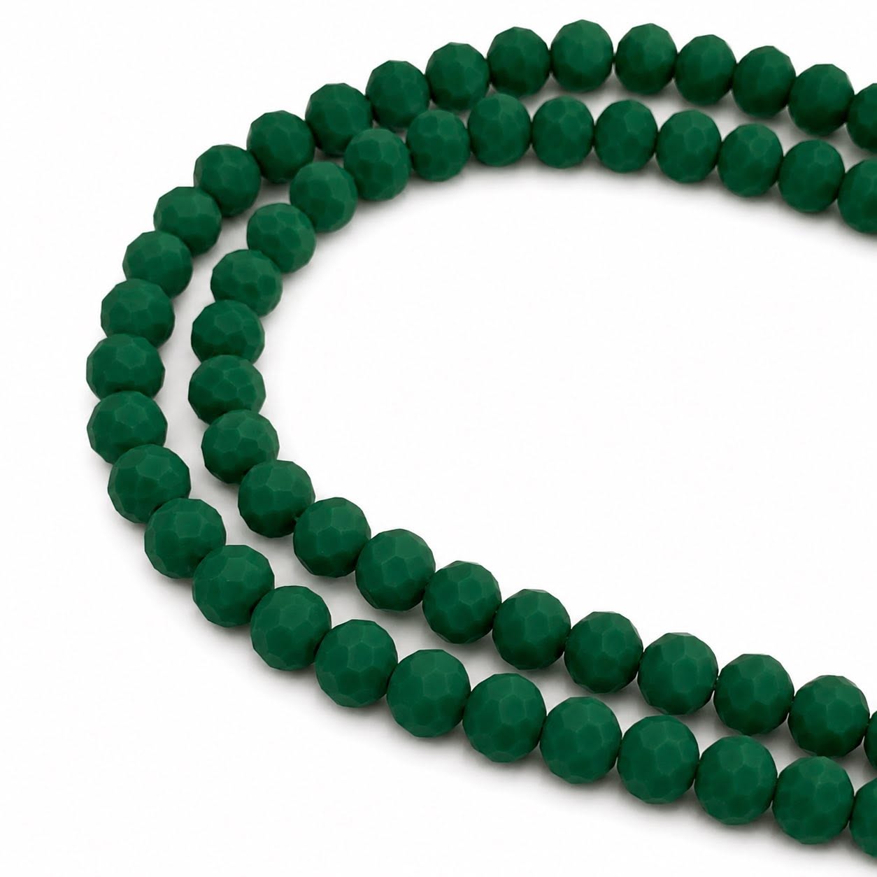 Strand of Dark Green Faceted Glass Beads - Size 6x4mm