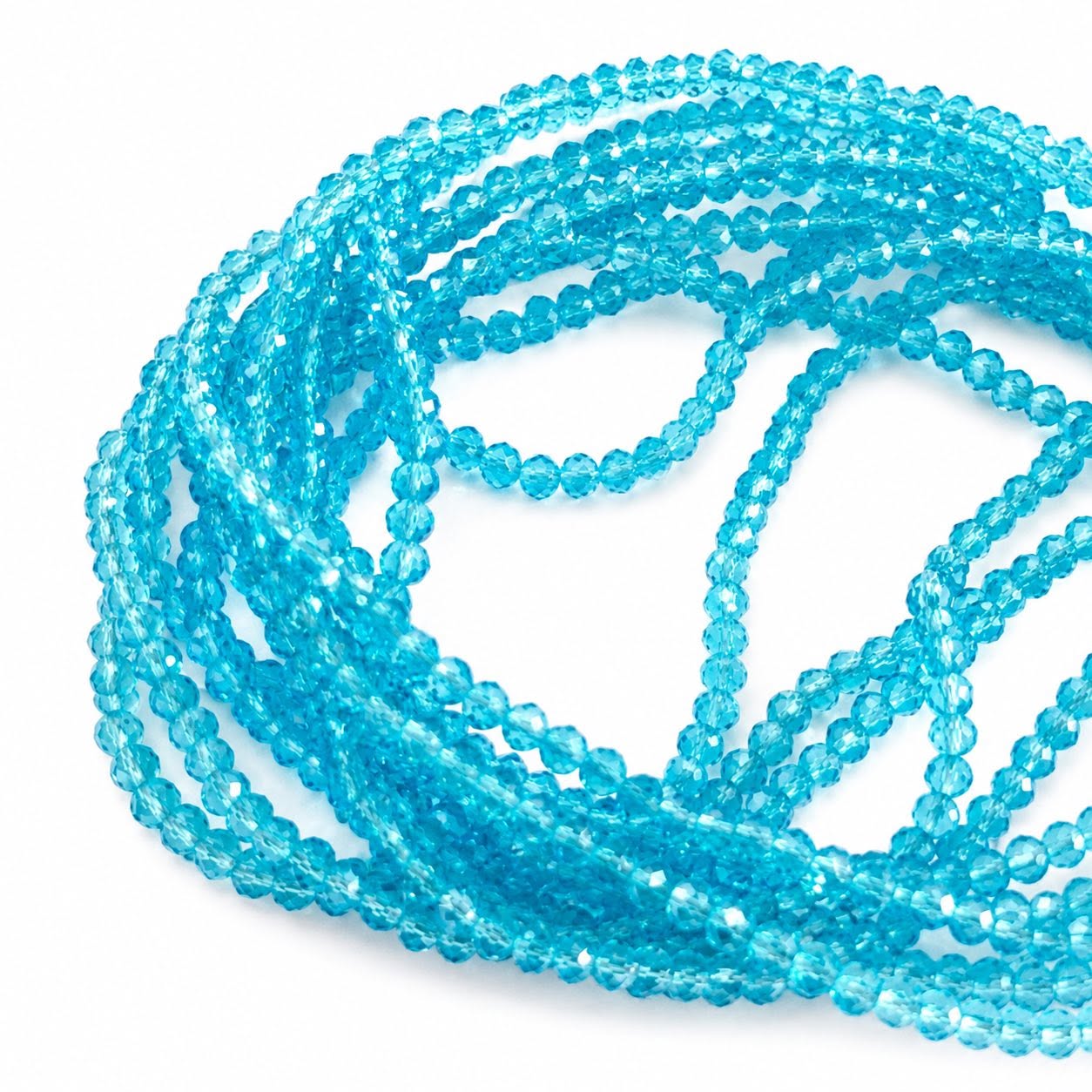 Strand of Sky Blue Glass Beads - Size 3mm