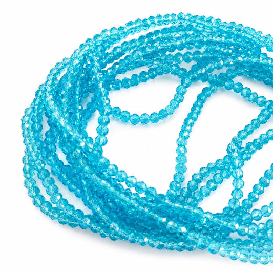 Strand of Sky Blue Glass Beads - Size 3mm