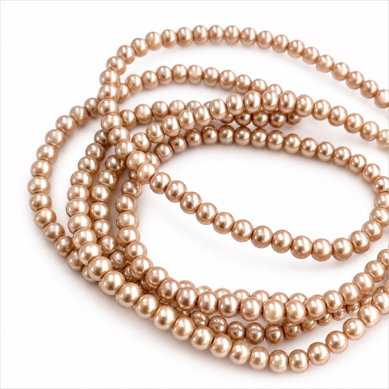 Strand of Mink Glass Pearl Beads - Size 4mm
