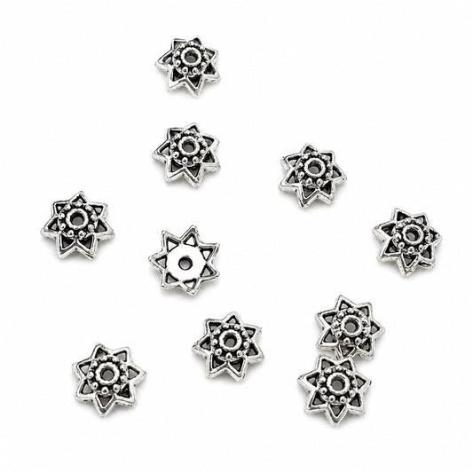 Bead Caps Antique Silver - 10 Pack