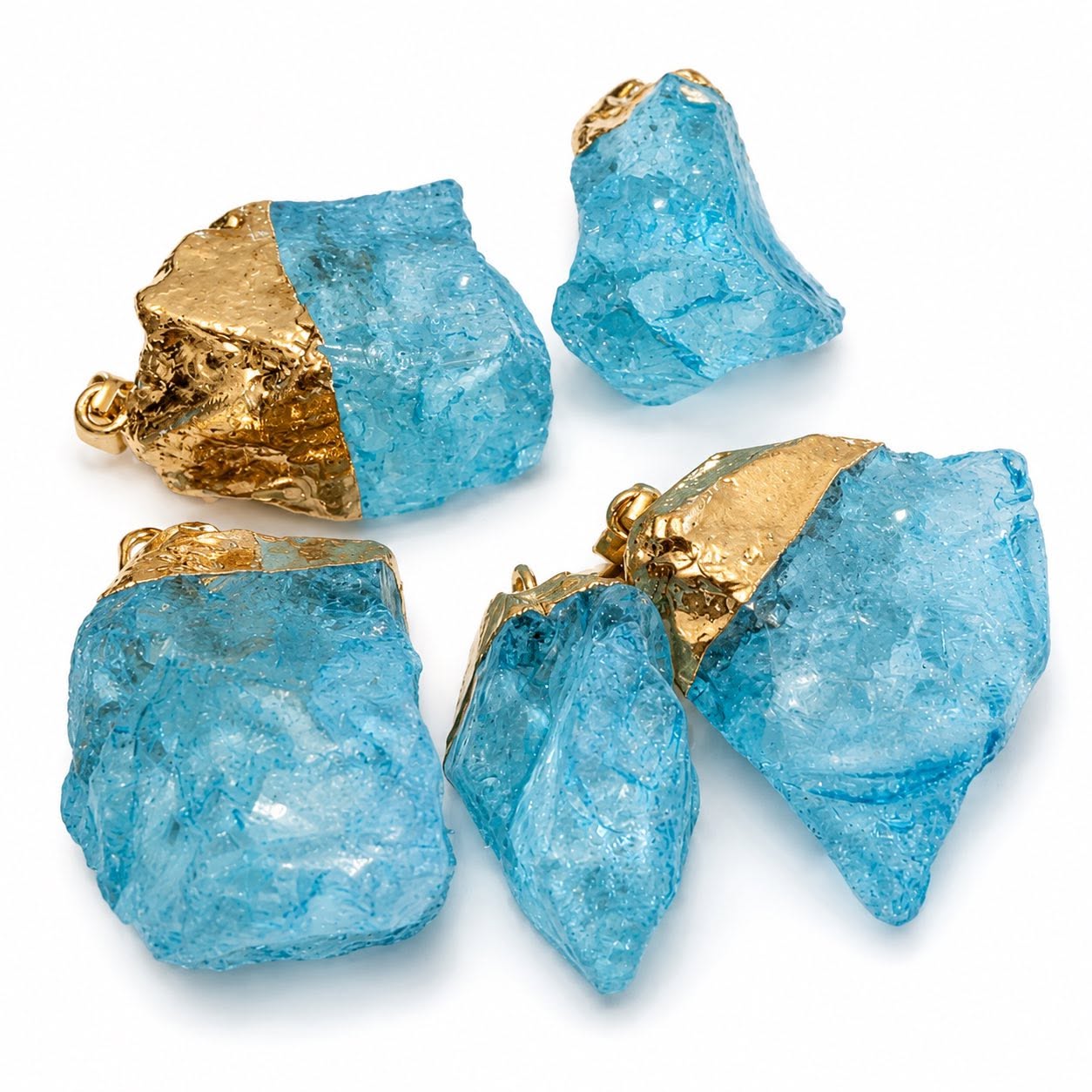 Quartz Crystal Pendant with Golden Tone
