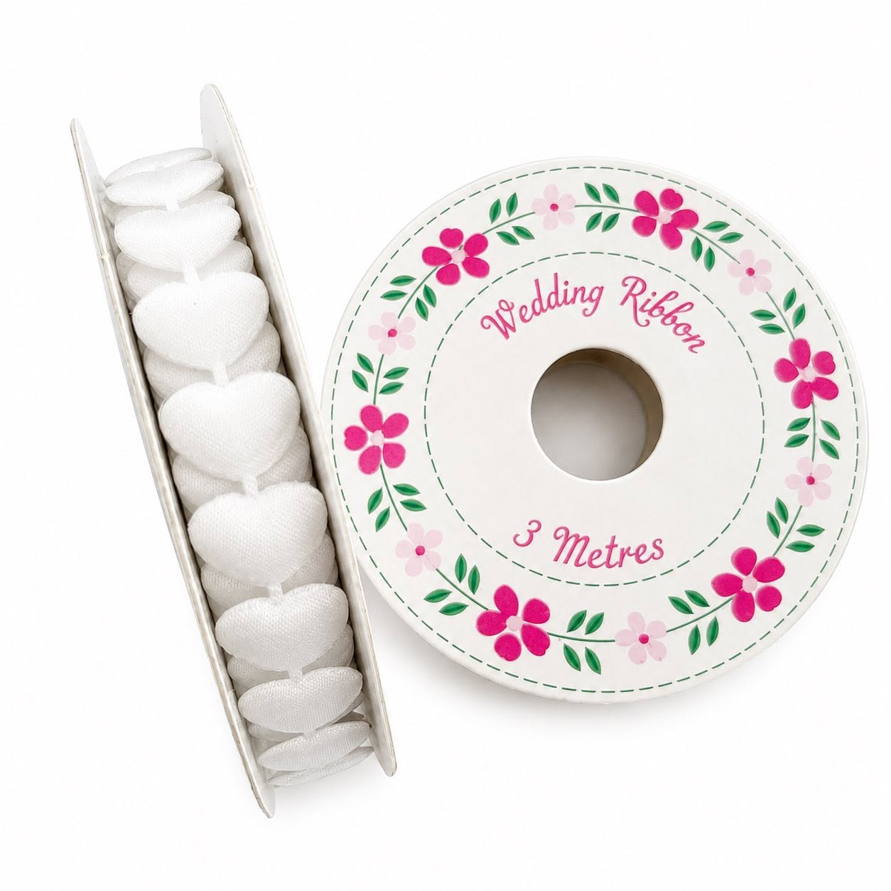 Heart White Ribbon - 3 Metres