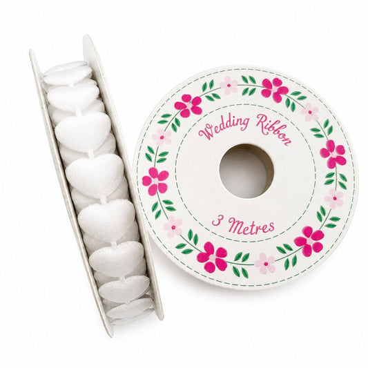 Heart White Ribbon - 3 Metres