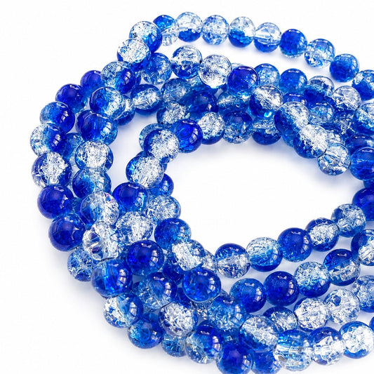 Strand of Blue Two Tone Crackle Beads - Size 8mm