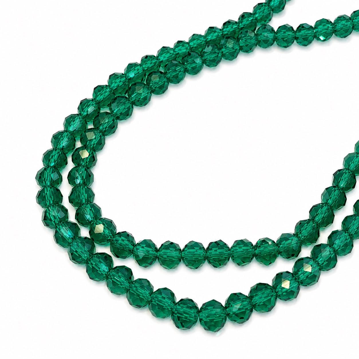 Strand of Emerald Green Glass Beads - Size 6x4mm