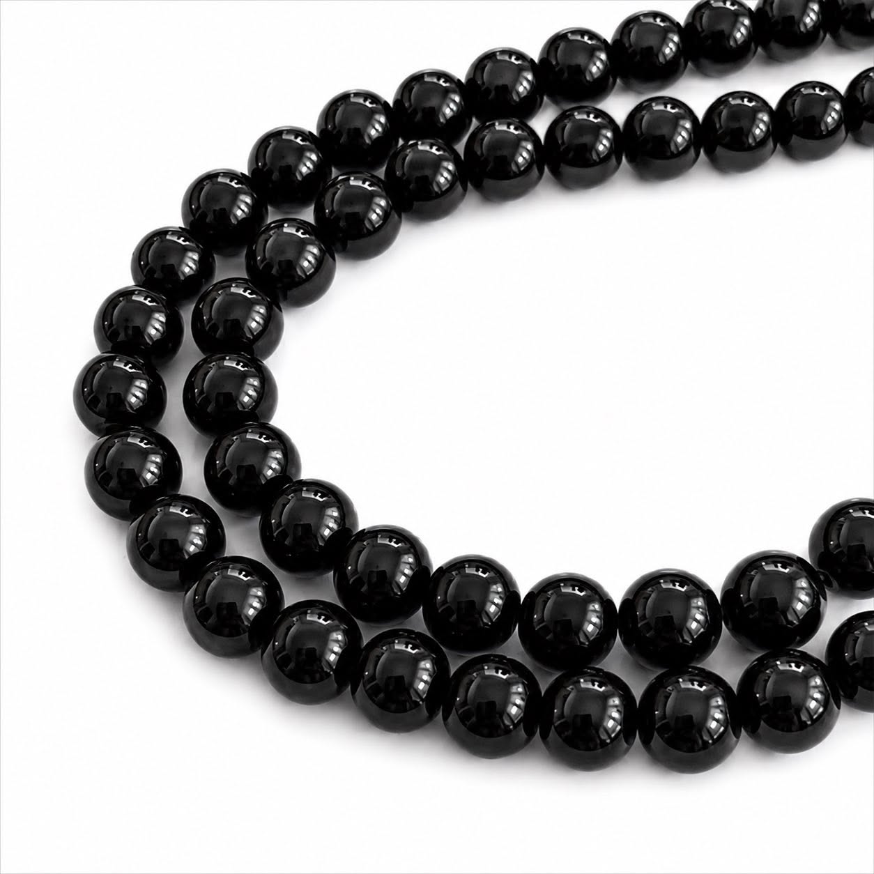 Strand of Black Glass Beads - Size 8mm