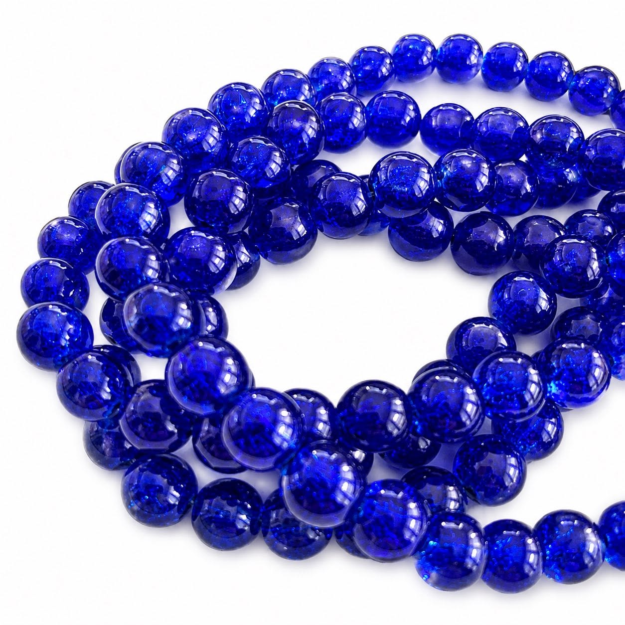 Strand of Dark Blue Crackle Beads - Size 8mm