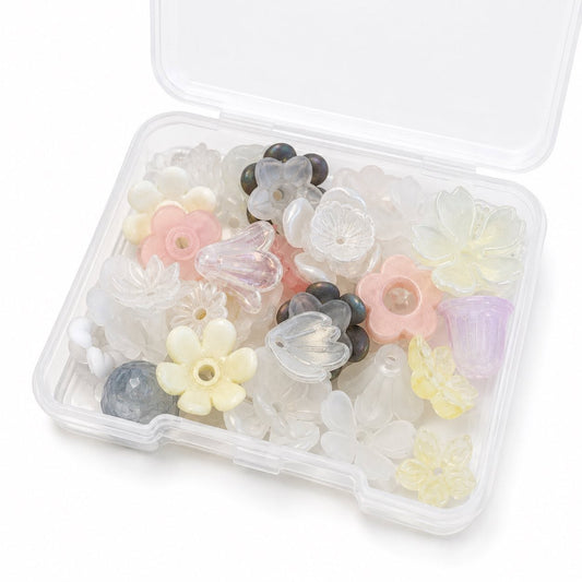 Box of Acrylic & Glass Bead Caps