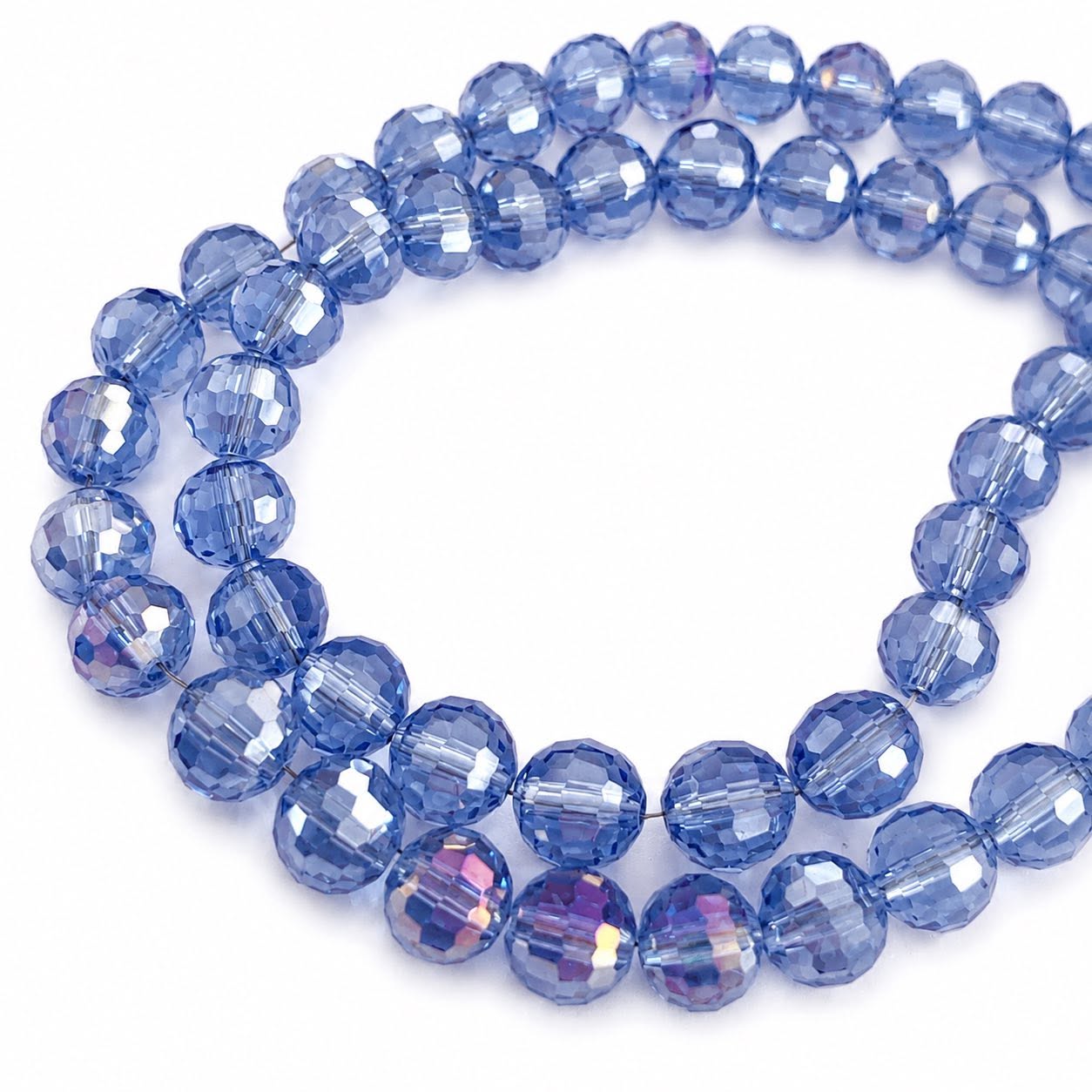 Strand of Glass Beads Disco Balls - Size 8mm