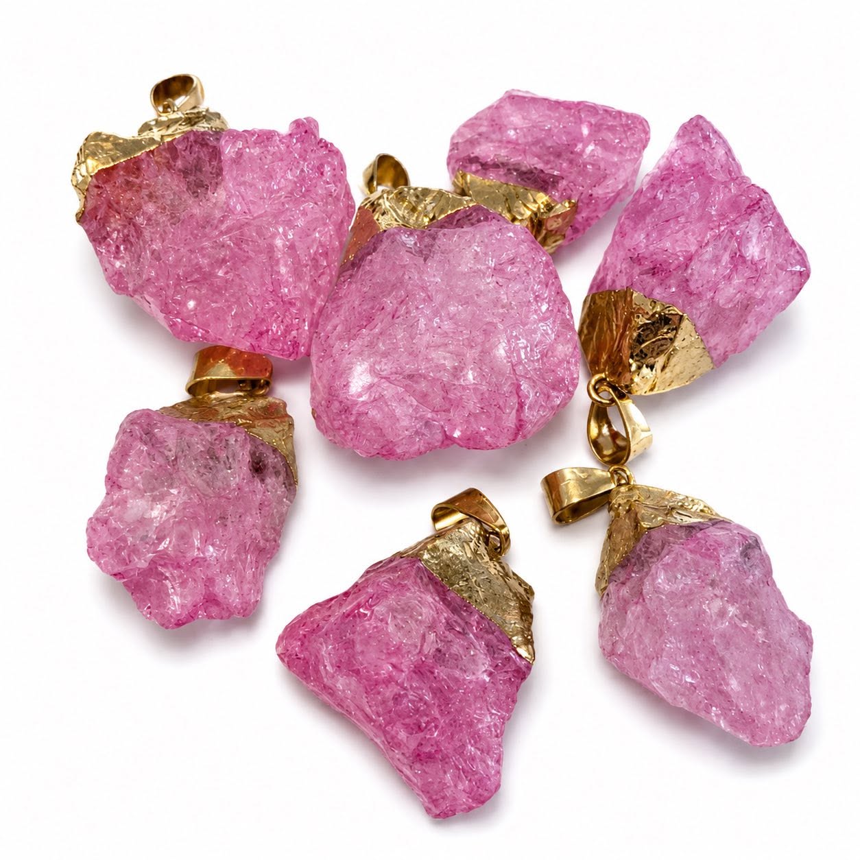 Quartz Crystal Pendant with Golden Tone