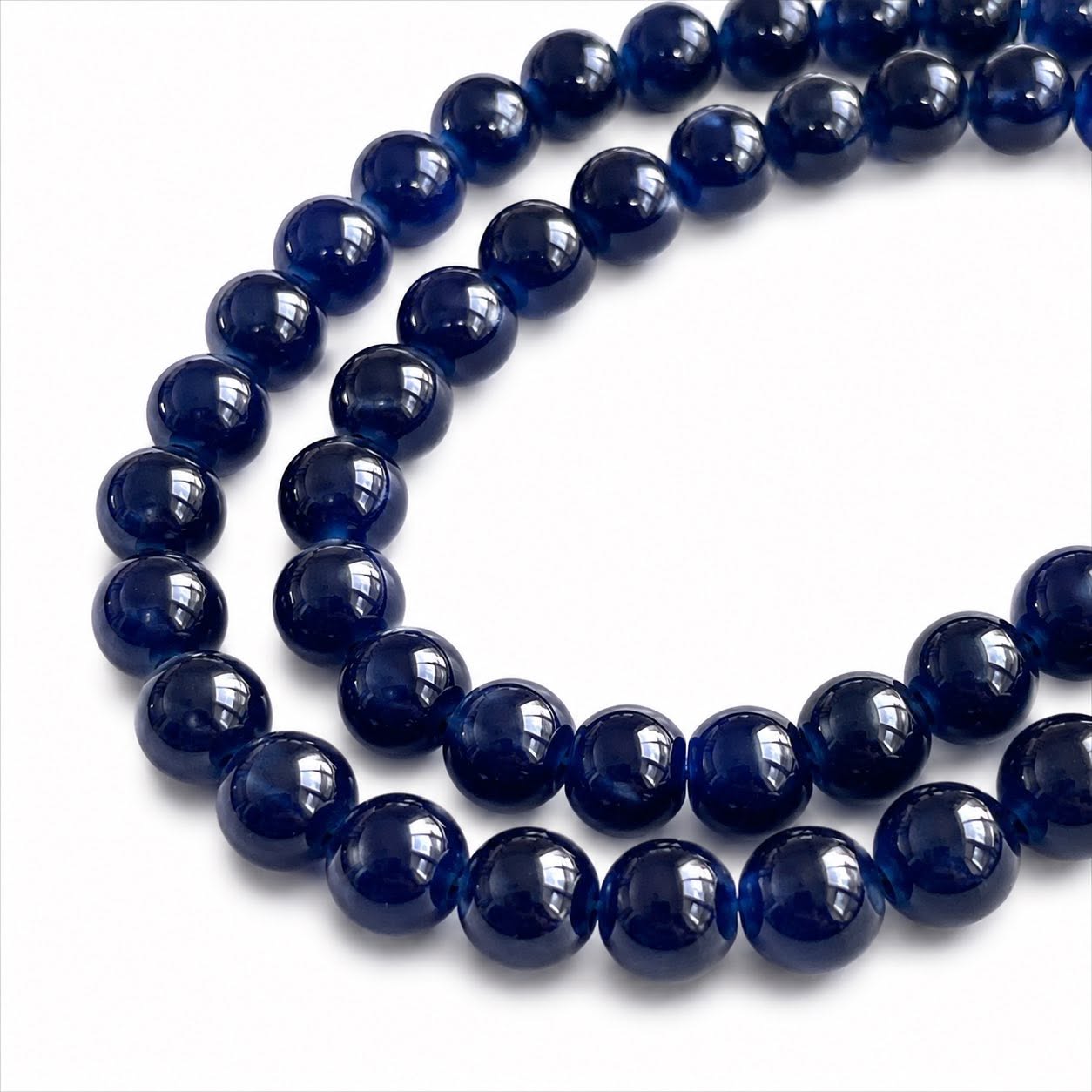 Strand of Navy Glass Beads - Size 8mm