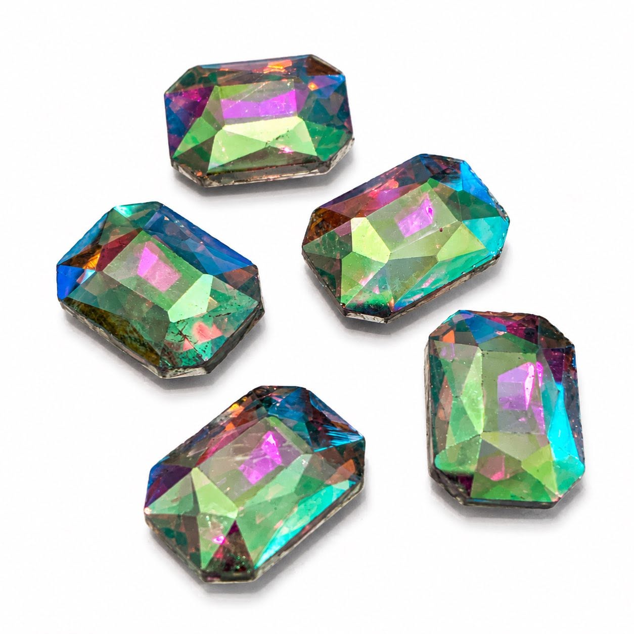 Faceted Rhinestone Glass AB Embellishments - 5 Pack
