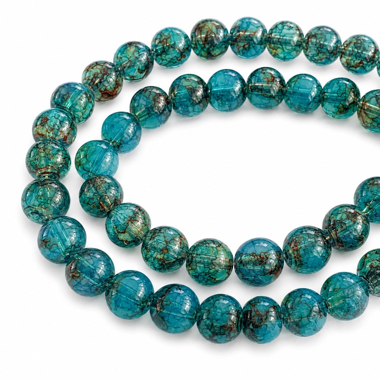 Strand of Watercolour Glass Beads - Size 8mm