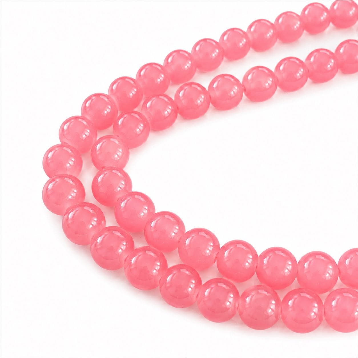 Strand of Rose Glass Beads - Size 8mm