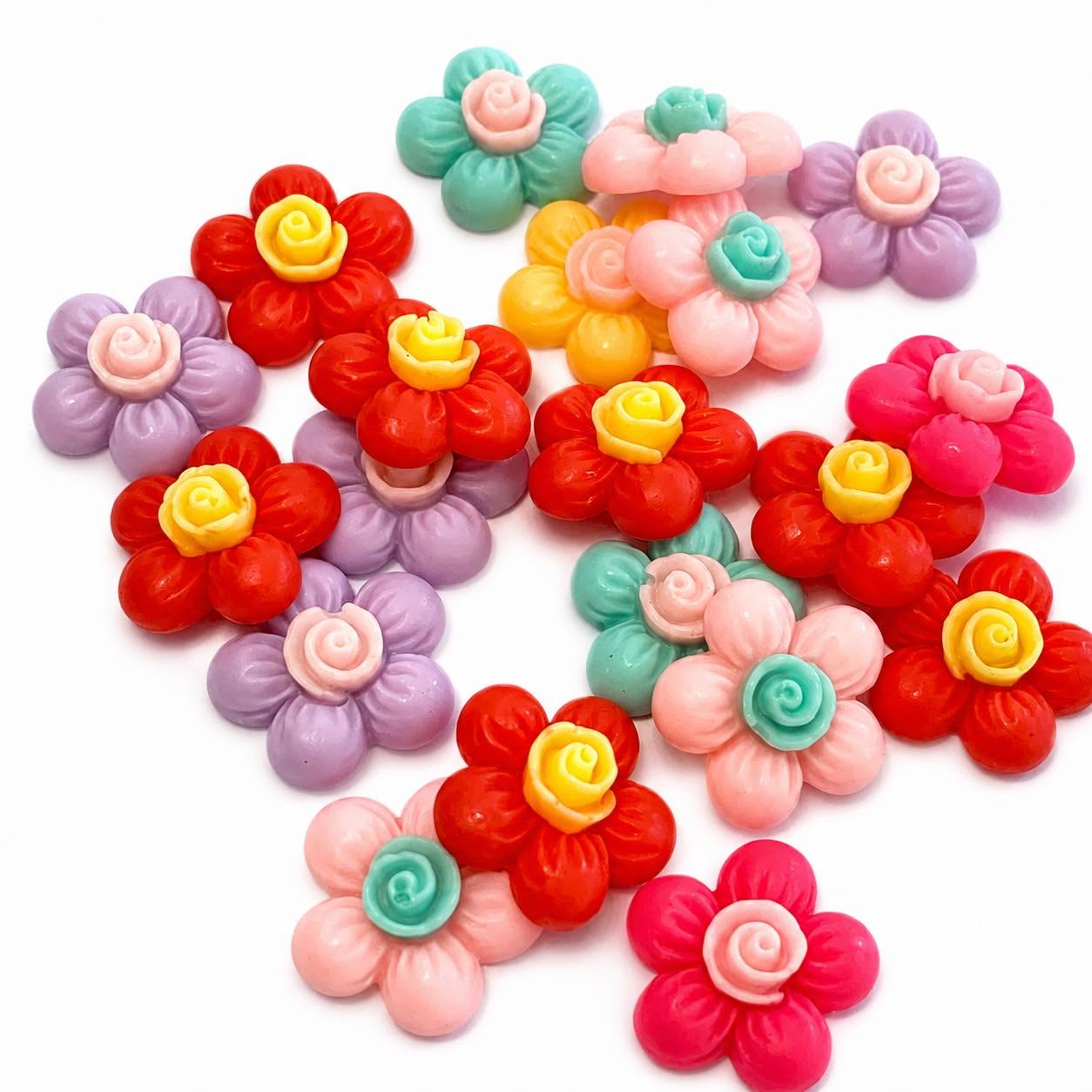 Flower with Rose Center Embellishment - Size 20mm