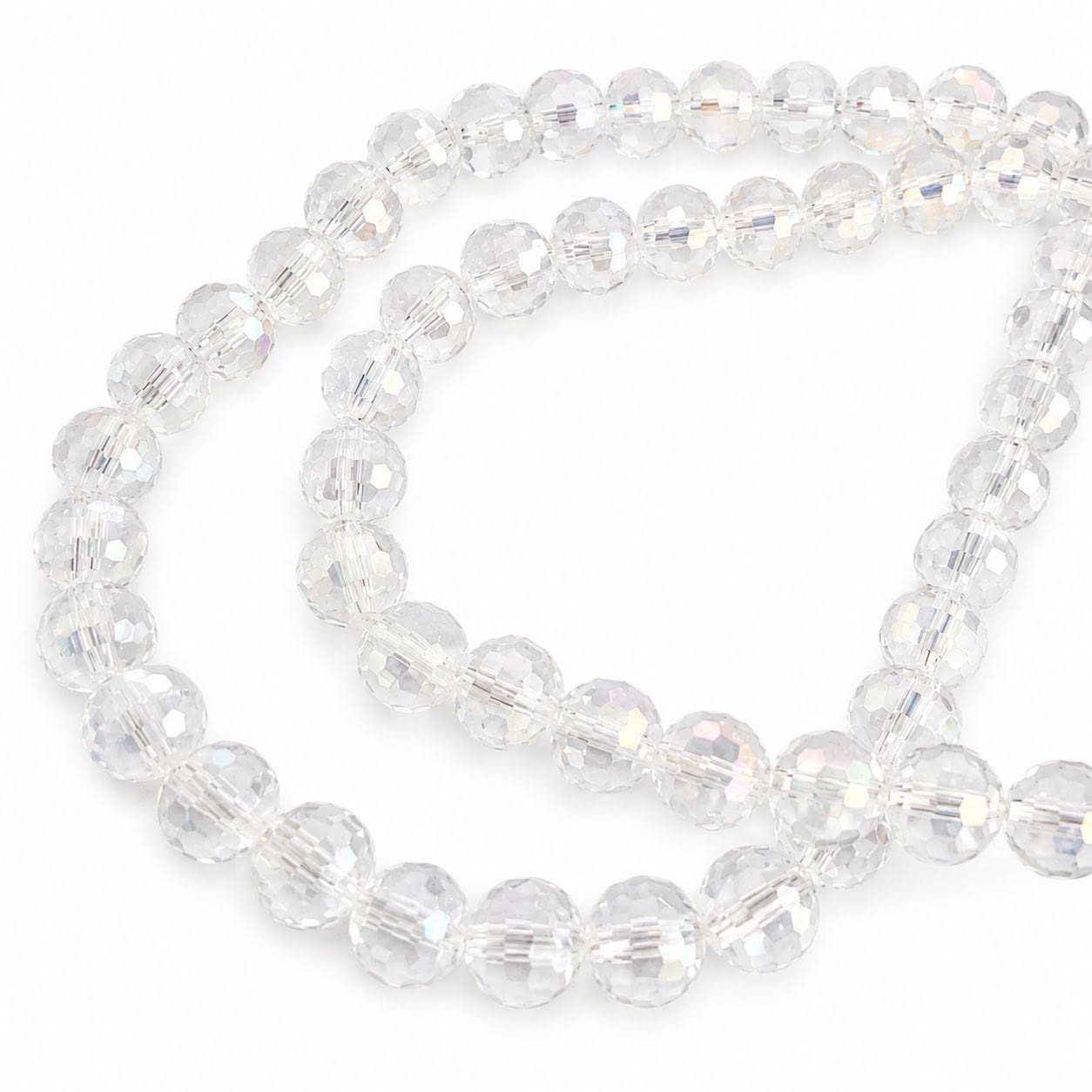 Strand of Glass Beads Disco Balls - Size 8mm