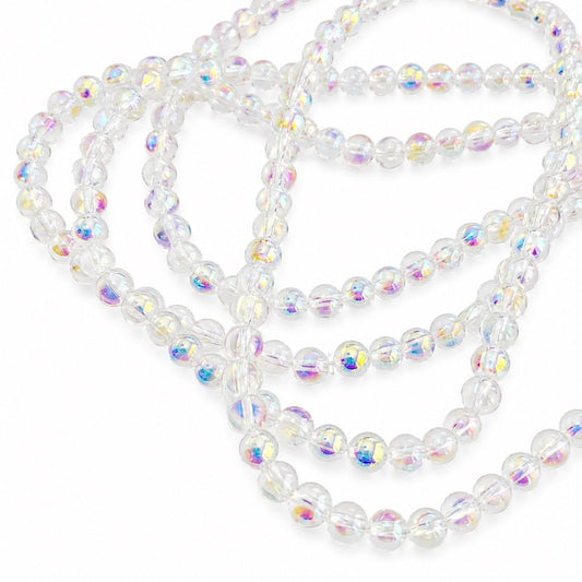 Strand of Clear AB Round Glass Beads - Size 6mm