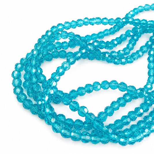 Strand of Bright Blue Glass Beads - Size 4mm