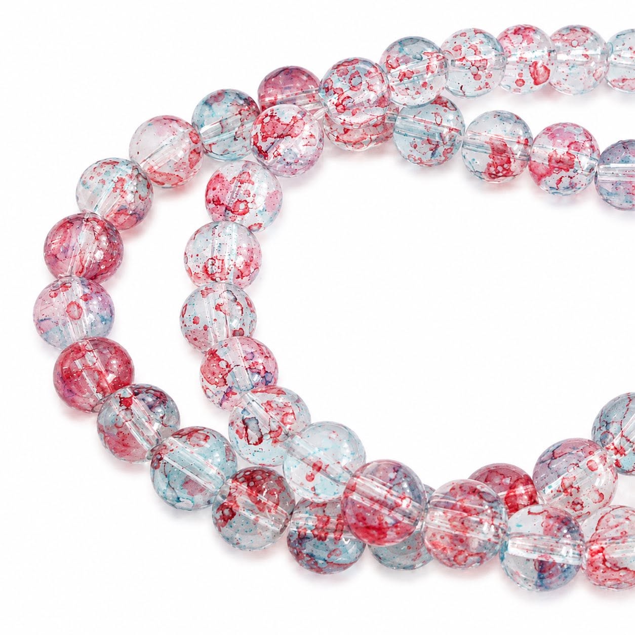 Strand of Watercolour Glass Beads - Size 8mm