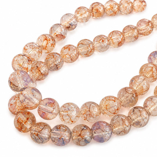 Strand of Watercolour Glass Beads - Size 8mm