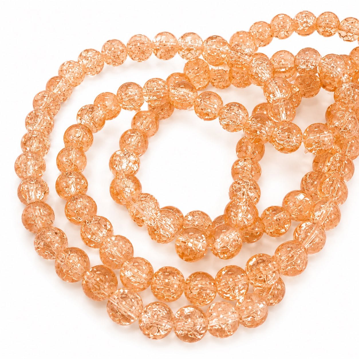 Strand of Peach Crackle Beads - Size 8mm