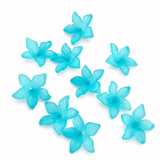 Blue Flower Acrylic Beads - 10 Pack