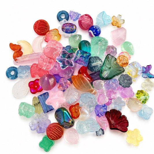 Mixed Shaped Glass Beads - 80grams