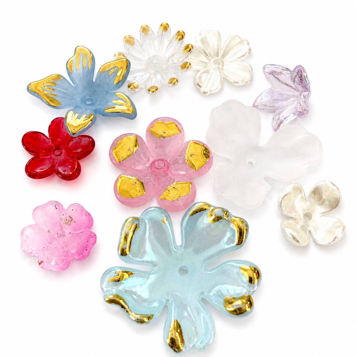 Mixed Acrylic Flower Beads - 10 Pack