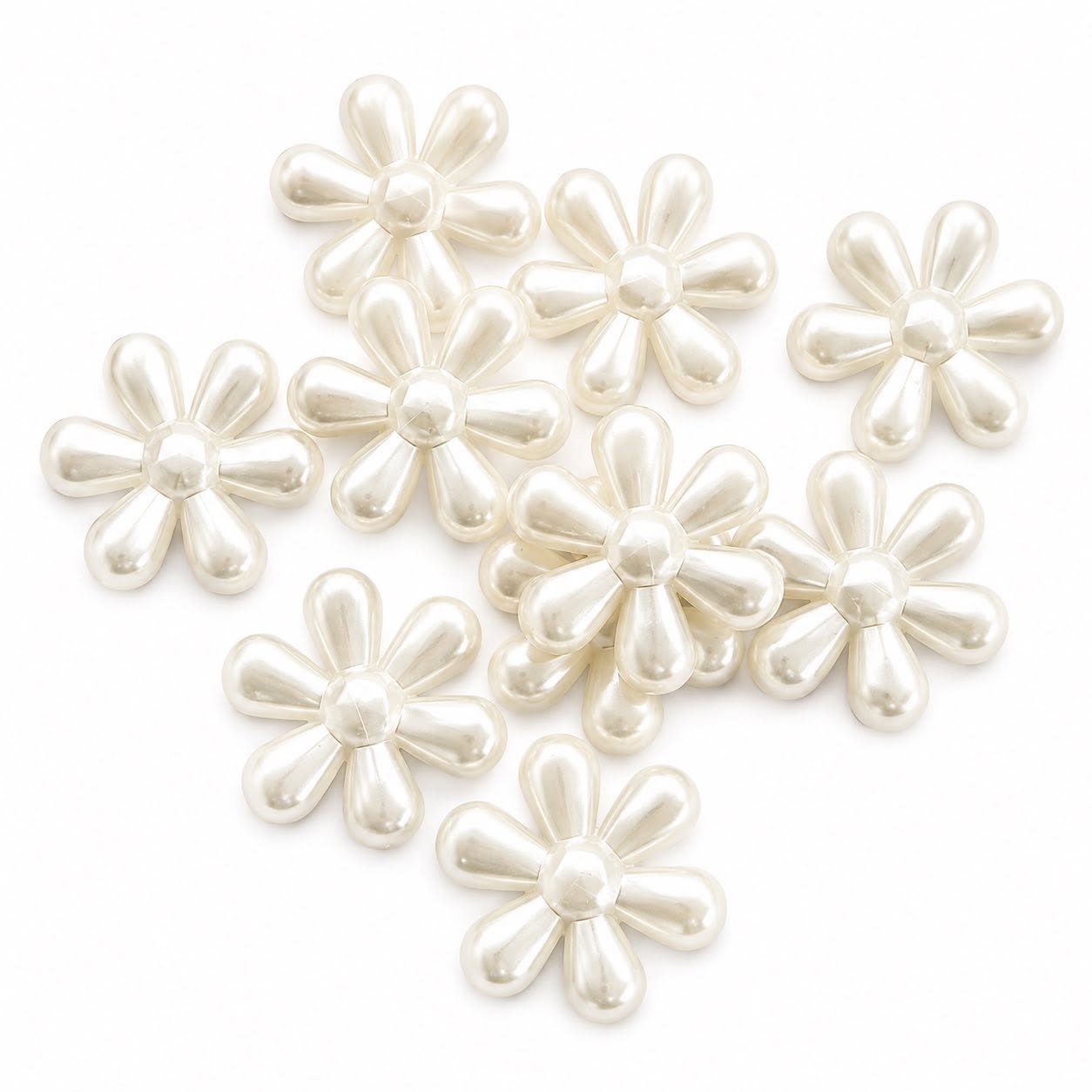 Cream Flower Beads - 10 Pack