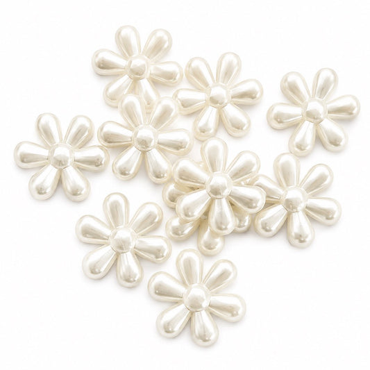 Cream Flower Beads - 10 Pack