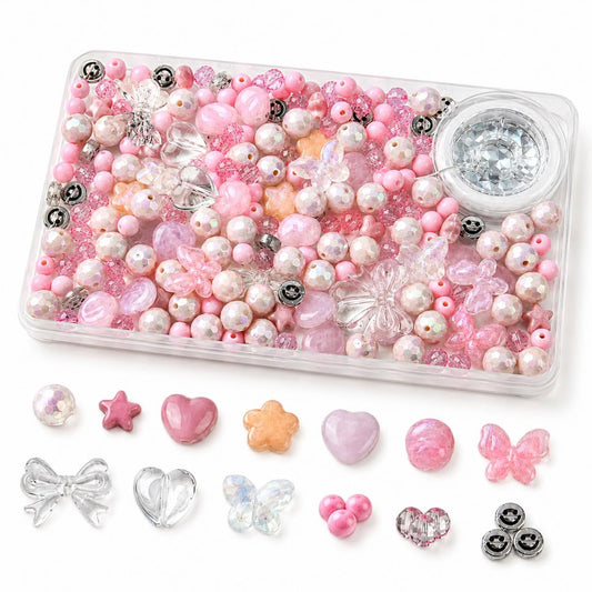 Box of Acrylic Beads with 1 Roll Strong Stretchy String