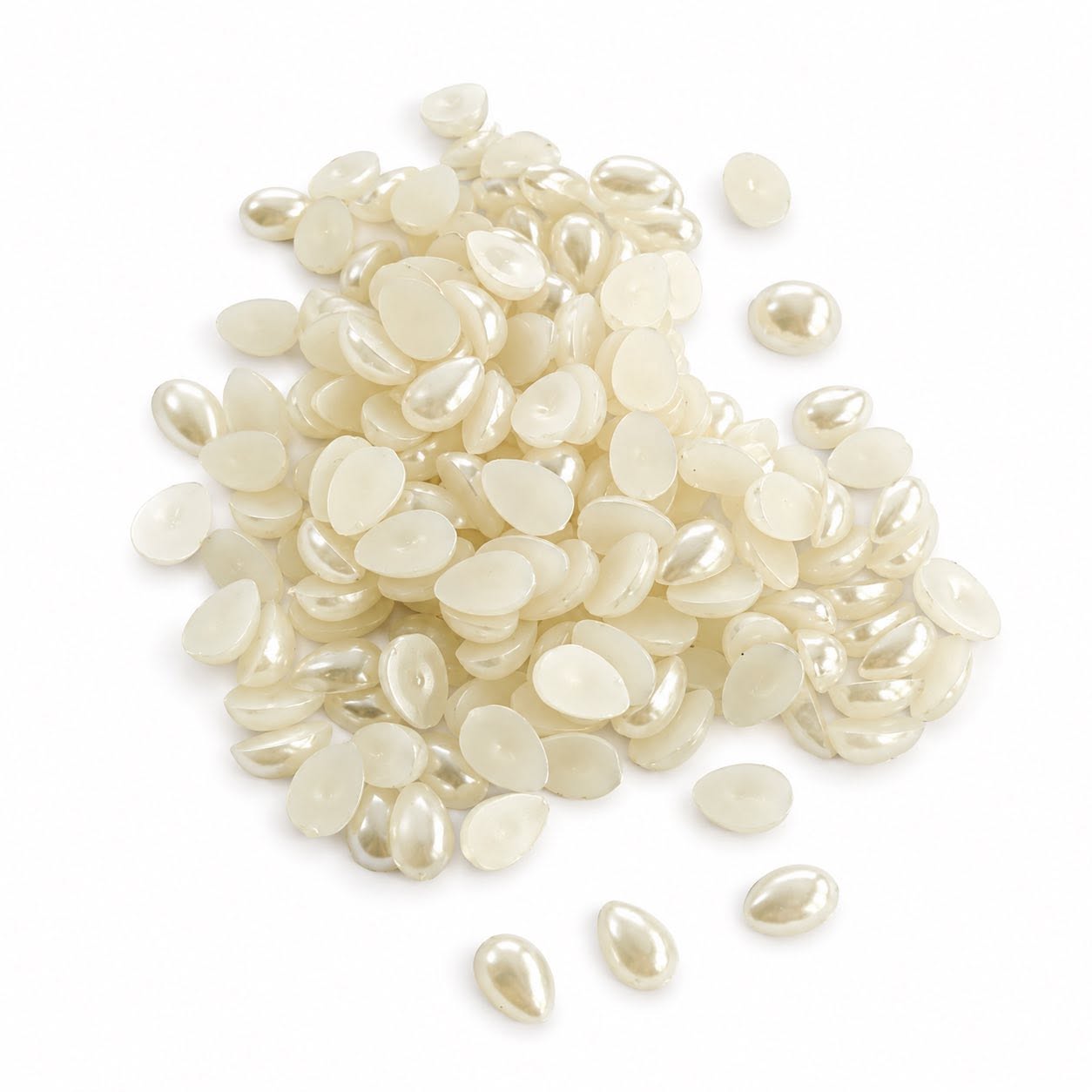 Cream Tear Drop Half Pearl Acrylic Embellishments