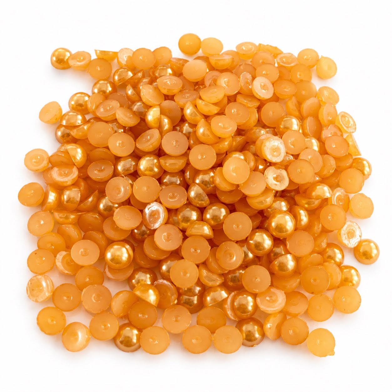 Half Pearl Bright Orange Acrylic Embellishments - Size 4x2mm