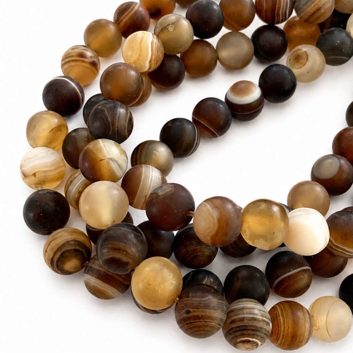 Strand of Banded Agate Gemstone Beads - Size 8mm