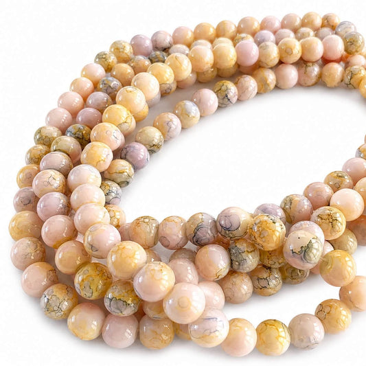 Strand of Watercolour Glass Beads - Size 6mm