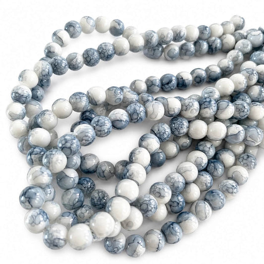 Strand of Watercolour Glass Beads - Size 6mm