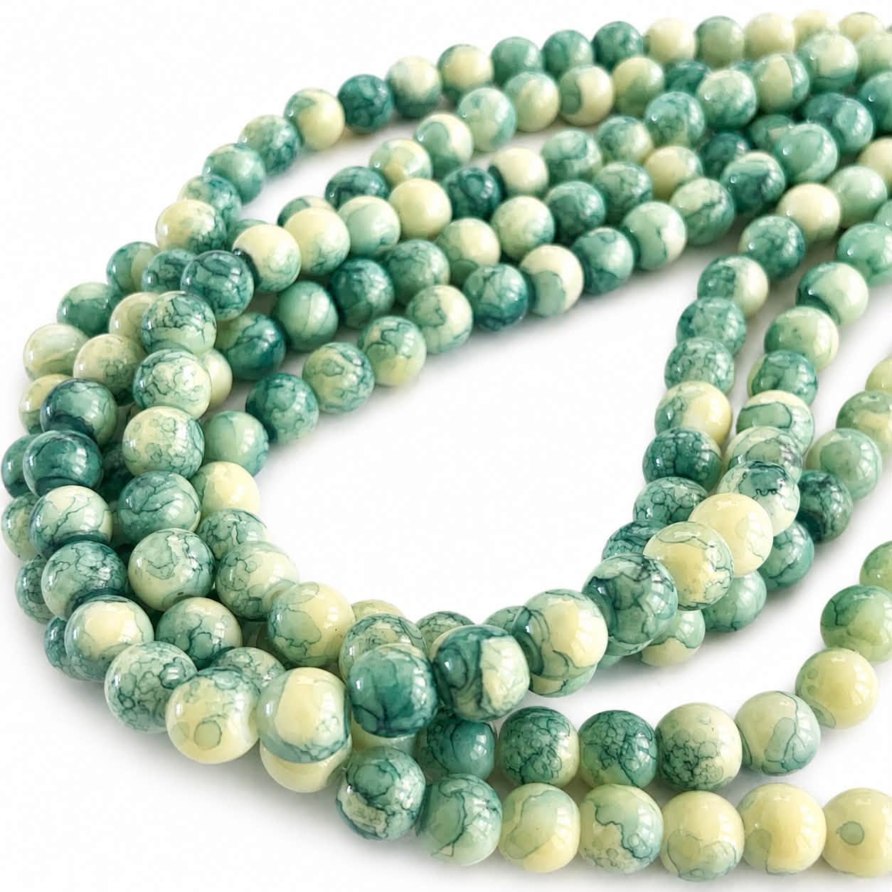 Strand of Watercolour Glass Beads - Size 6mm