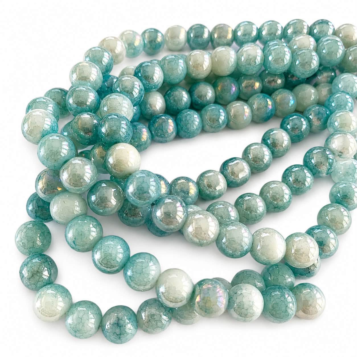 Strand of Blue Glass Beads - Size 8mm