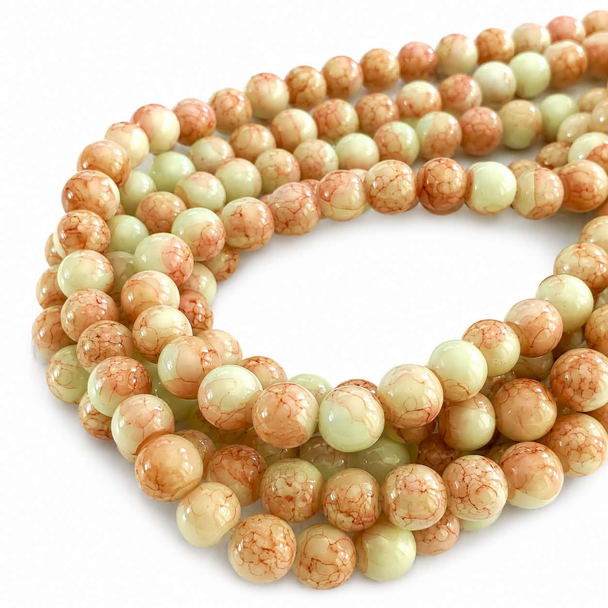 Strand of Watercolour Glass Beads - Size 6mm