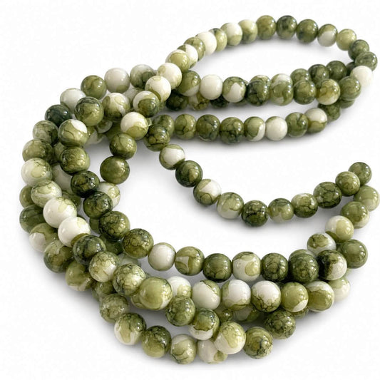 Strand of Watercolour Glass Beads - Size 6mm