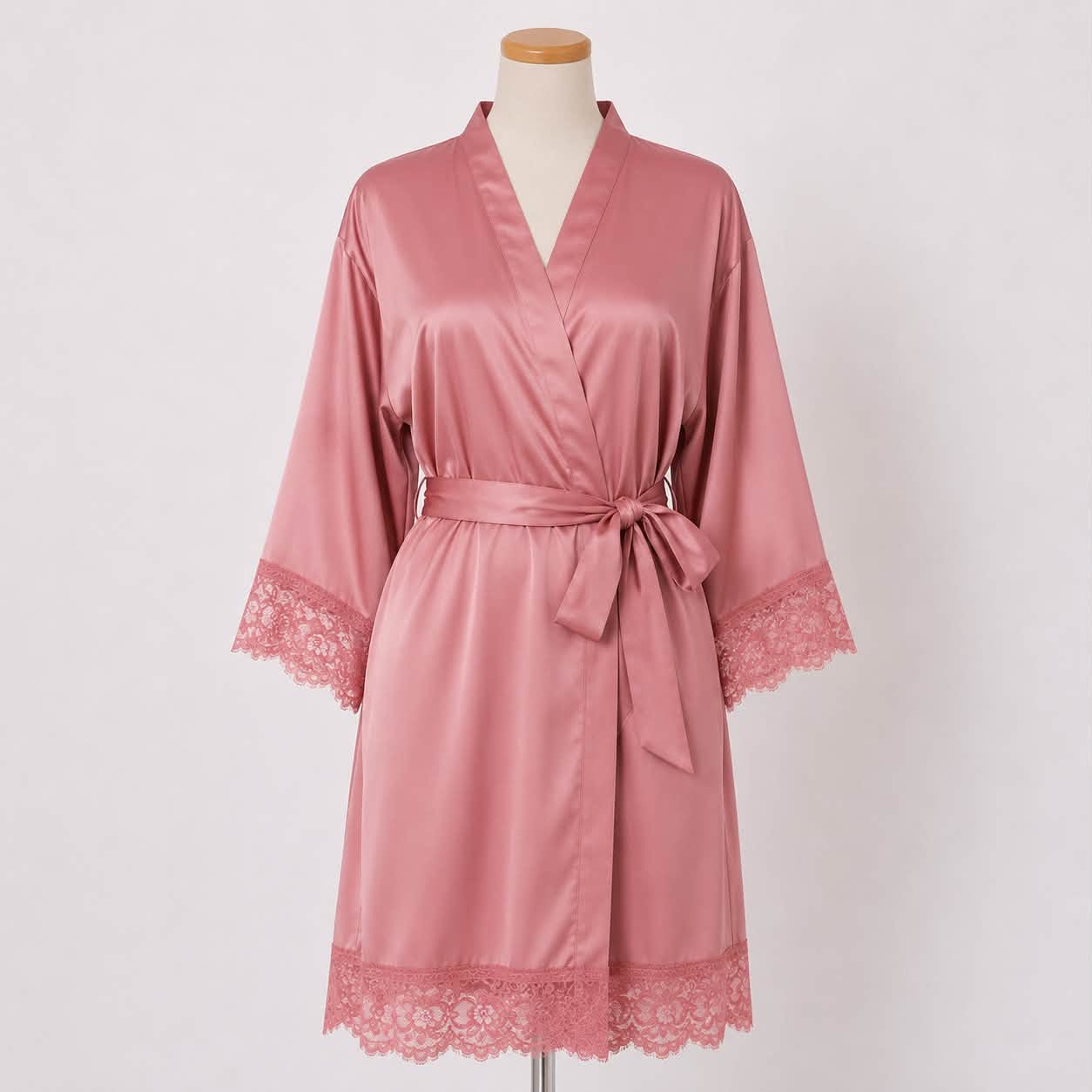 Satin Wedding Robe - Delicate Lace